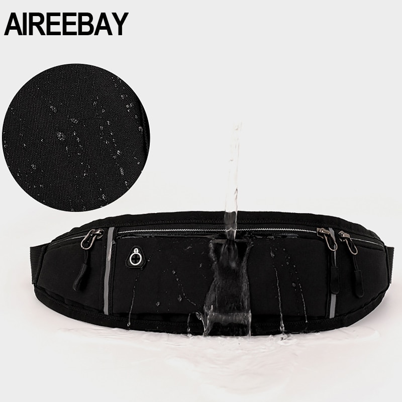 Aireebay unisex-juoksulaukku urheilullinen vyölaukku vedenpitävä vaellus perälaukku urheilu retkeilyvyötärönauha fanny-reppu erittäin ohut naisille
