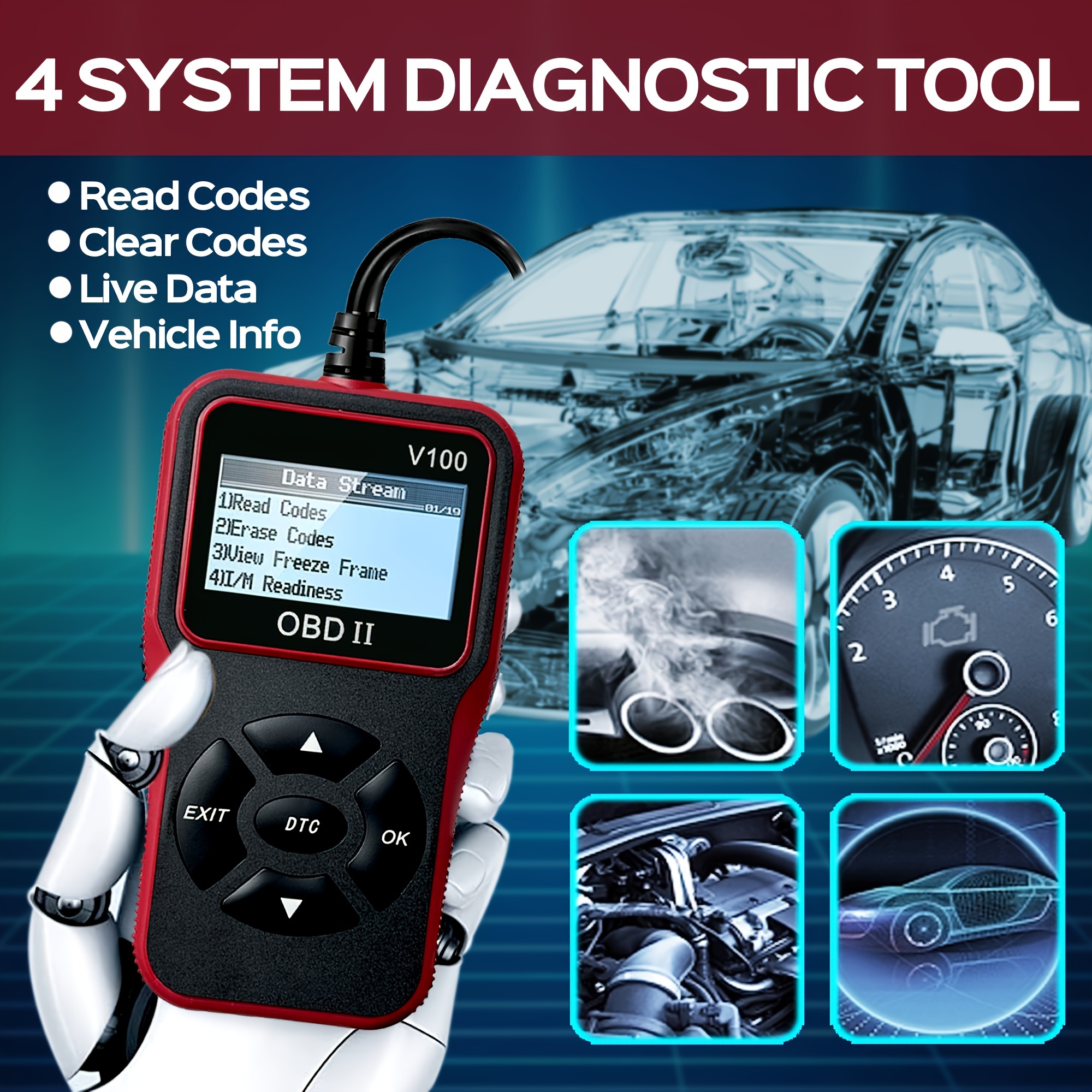 Automotive OBD2 Diagnose Scanner Code Reader Engine Fault Code Reader Scanner Kan Scan Tool Diagnose Voor Alle OBD II Protocol Auto