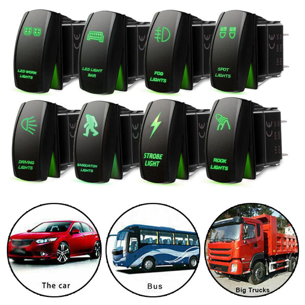 Wiring Harness Kit Green LED Work Light Bar Toggle Rocker Switch 40A Relay Wiring Harness Kit 12V 5 Pin LED Rocker Switch