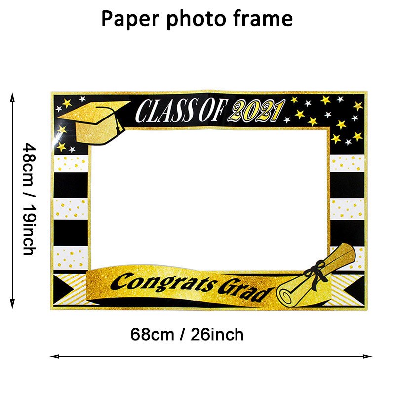 28pcs Paper Photo Booth Props Graduation Party Decoration Photobooth Bachelor Cap Grad Congrate Graduated Supplies: 1pcs photo frame