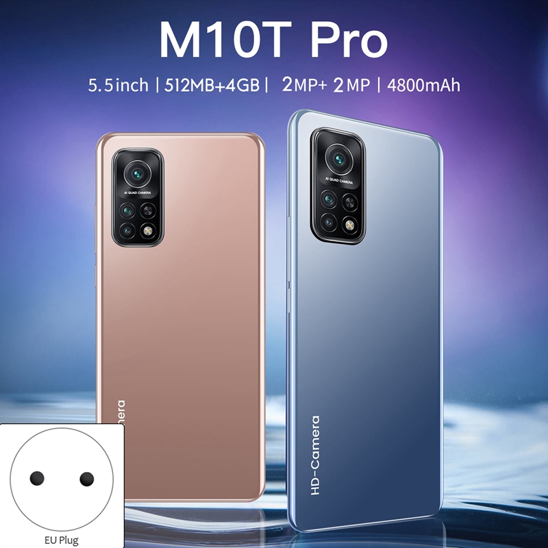 Téléphone portable M10T Pro, écran de 5.5 pouces, smartphone, MTK6572, double cœur, 512 mo de RAM, 4 go de rom, double veille, Android 4.4, prise ue