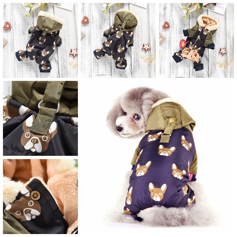 Disfraces de Bulldog Francés para perros, chaqueta cálida de invierno para cachorros, pequeños y medianos, productos de ropa para mascotas