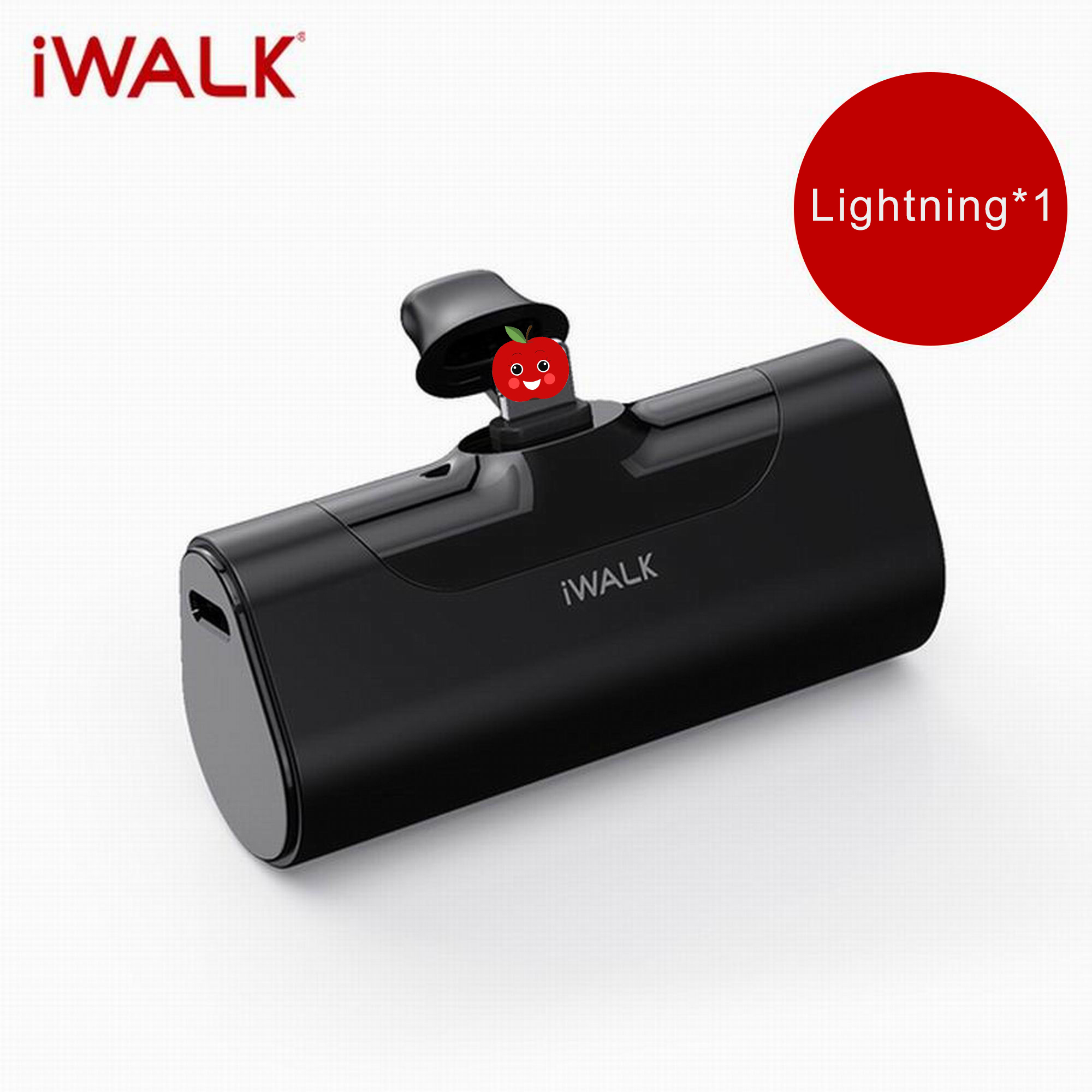 Iwalk carregador portátil pequeno 4500mah compatível com iphone 11 pro/xs max/xr/x/8/7/6/plus airpods e mais: For Apple black