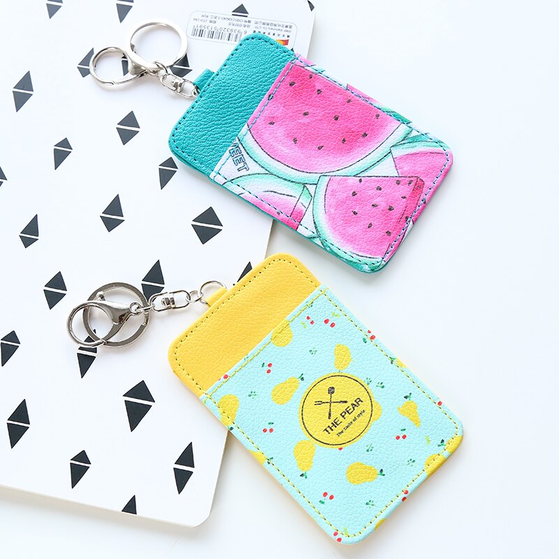 Fresh Style Fruits Patterns PU Leather Card Bus Card Name Business Cards Holder Office & School Supplies