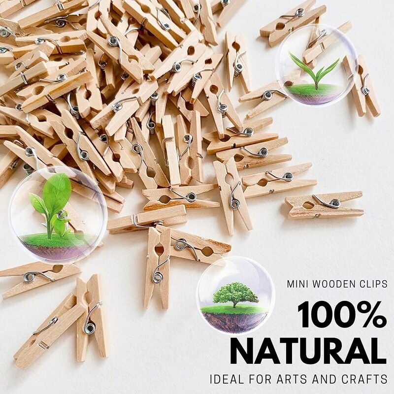 50/100PCS Pinces à Linge En Bois 2.5cm Mini Pinces Photo Papier Photo Pinces pour Accrocher Des Images Maison Pince À Linge Décoration