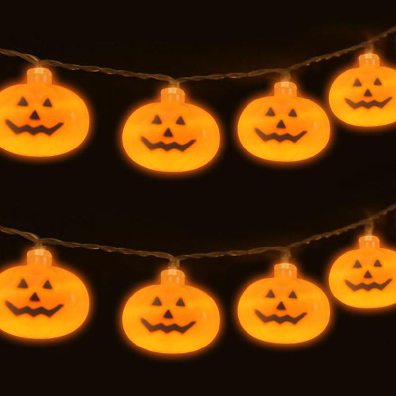 10 LEDs Halloween Pumpkin String Lights 3D Halloween Lantern Party Home DIY Decor 1.2m Warm White Battery Operated Light