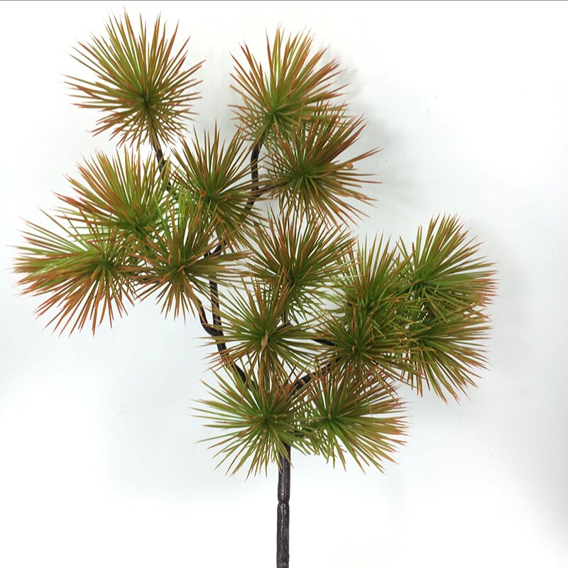 Artificial Plants Green Pine Needle Branches Christmas Tree Wedding Shop Decor DIY Flower Arrangement: Burgundy