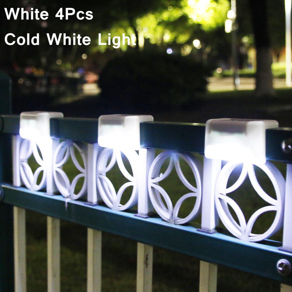 4pcs Path Stair LED Solar Lights IP65 Waterproof Outdoor Garden Yard Fence Wall Lawn Landscape Lamp Staircase Night Light: White 4 Cold White