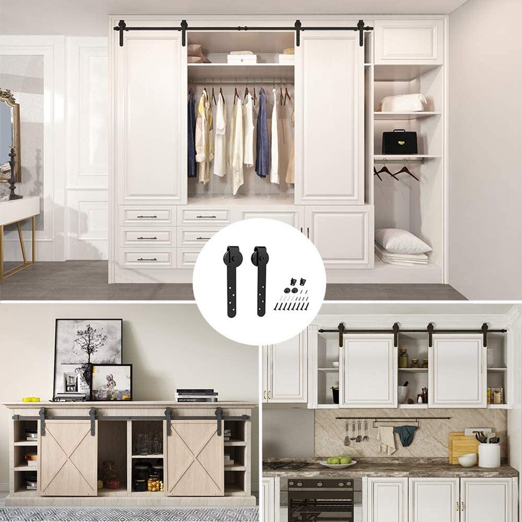 Mini Schuifdeuren Schuur Deur Hardware Kits Top Mounted Opknoping Rail Hanger Spoor Staal Closet Deur Roller Rail Voor Enkele Deur