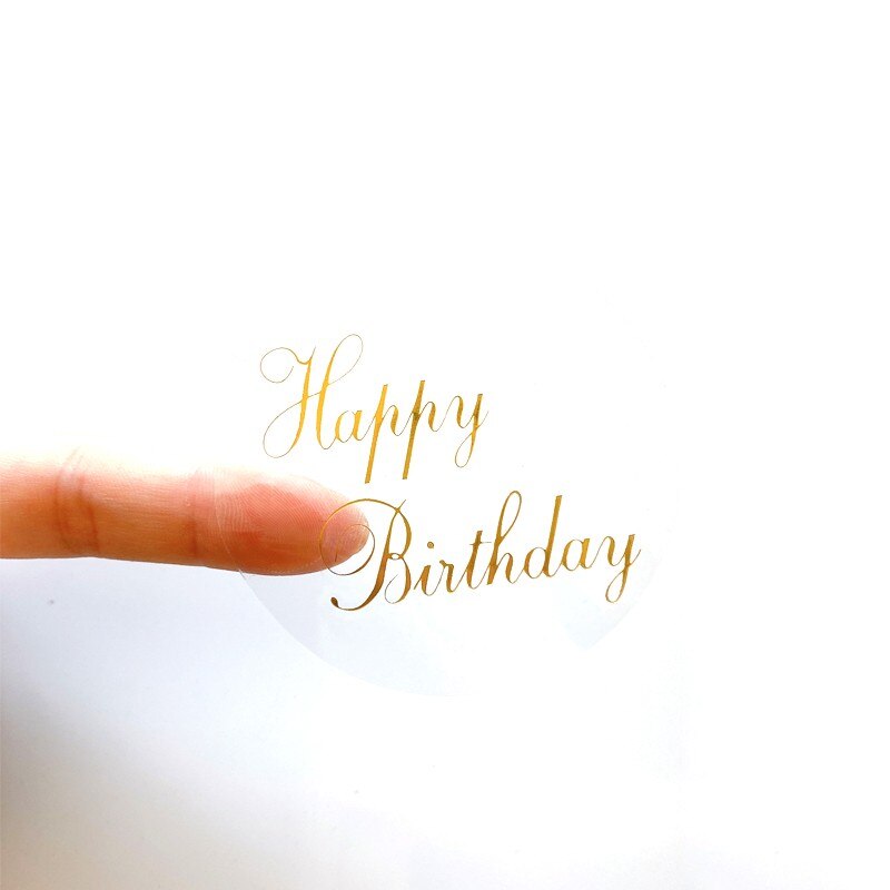 60pcs Round Happy Birthday Transparent Sticker Scrapbooking for Package Seal Labels Clear Stickers Waterproof Adhesive: Default Title