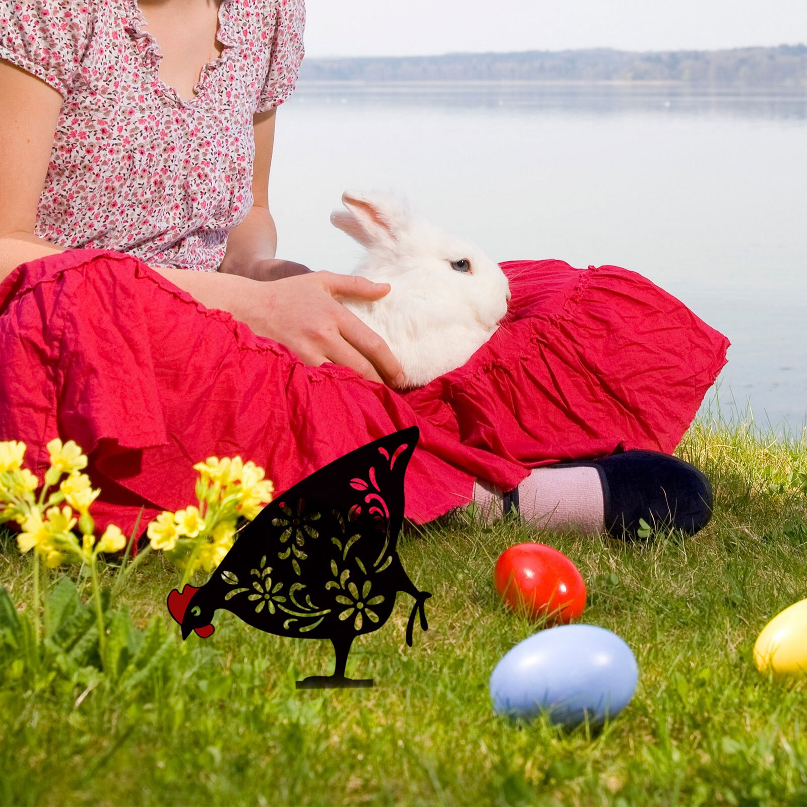 Chicken Yard Art Outdoor Garden Statues Backyard Lawn Stakes Metal Hen Yard Decor Garden Statues Decoration Ornament