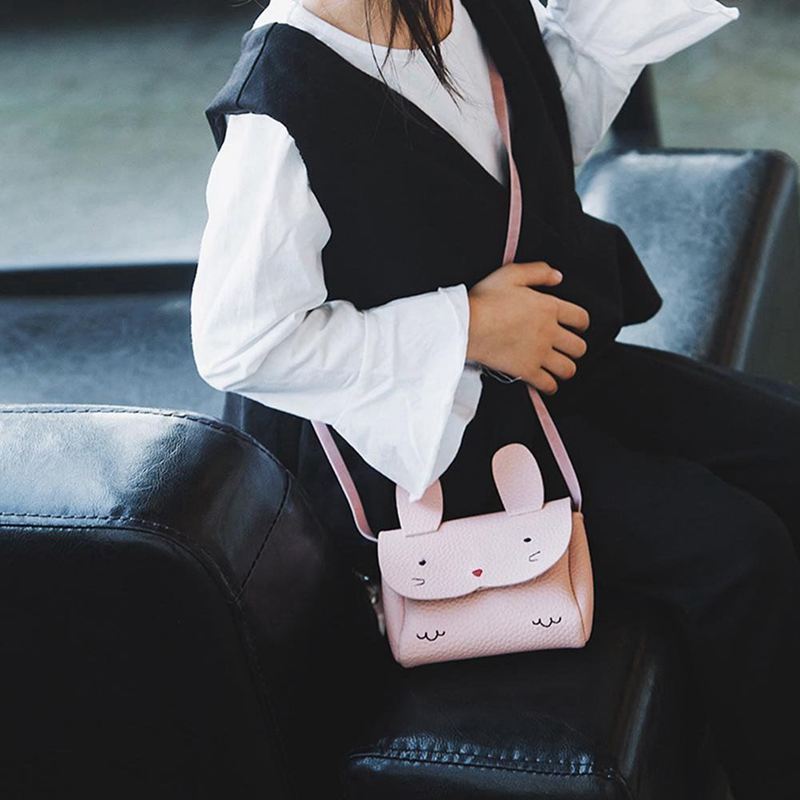 Mini schoudertas kinderen messenger bag bebe meisjes handtas schattige konijn schouder crossbody tas (roze)