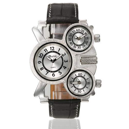 OULM1167 Multi-Tijdzone Band Persoonlijkheid Multi-Dial Heren Quartz Horloge: Rood