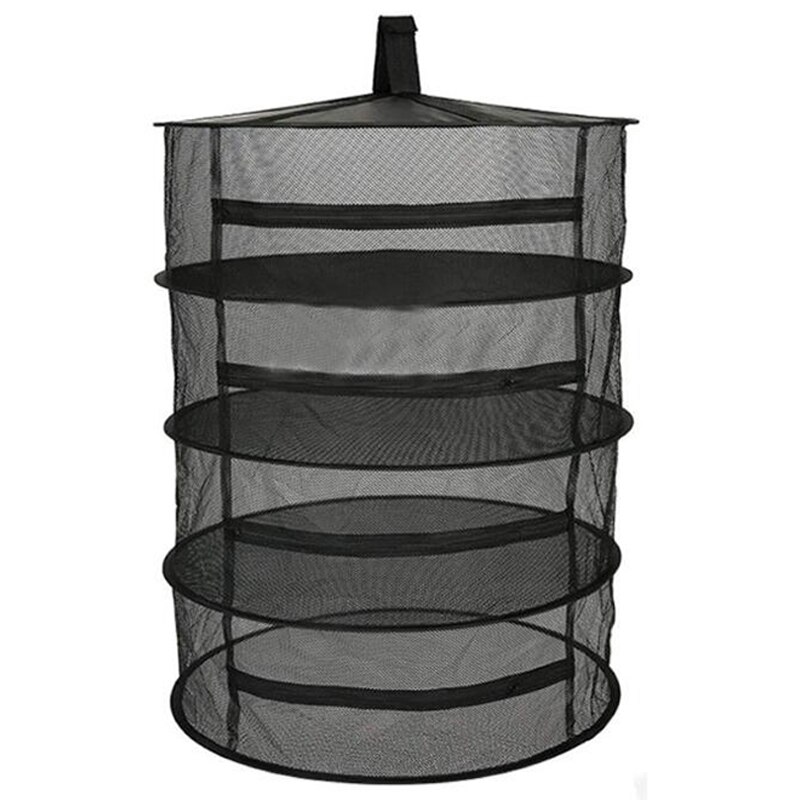 4Layer Drying Folding Fishing Net with Zippers Dryer Mesh Tray Drying Rack Flowers Hanger Fish Net Tackle Accessory Tool: Default Title