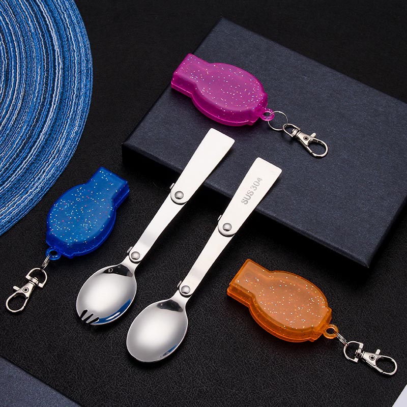 Haushalt küche tragbare löffel und gabel integrierte Dual-zweck klapp gabel löffel edelstahl küche zubehör