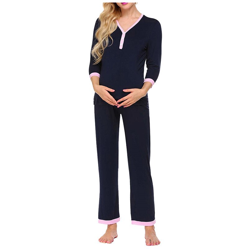 pflege Pyjamas Set Frauen Winter Nachthemd Für Fütterung Tops & Hosen Nachtwäsche Pyjama Allaitement Mutterschaft Schwangerschaft Kleidung