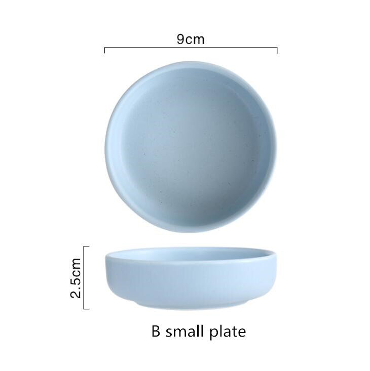 nordisch einfache matt blau weiß keramik geschirr einstellen Speisen Reis Salat Nudeln Schüssel Suppe Küche Kochen Werkzeug 1 pc: Blau klein Platte