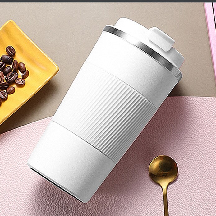 Double Stainless steel Coffee Mug Thickened Big Car Thermos Mug Travel Thermo Cup Thermosmug For 510/380ML Thermos Flask: 380ml / white