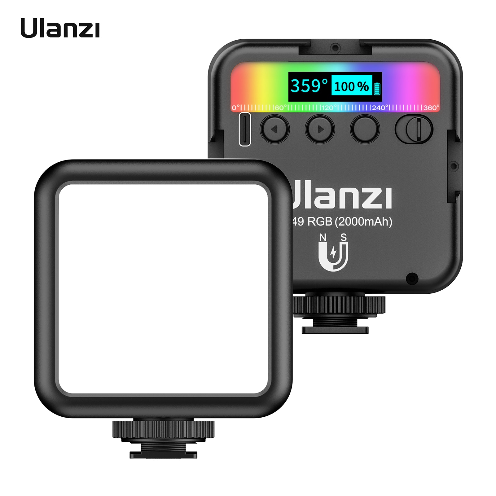 Ulanzi VL49 RGB Tasche LED Video Licht Fotografie Füllen Licht 2500K-9000K Dimmbare CRI95 + Gebaut-in Batterie mit Kalten Schuh Halterungen