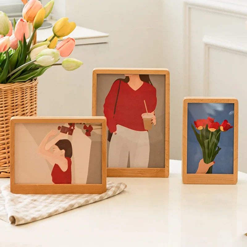 Marco de fotos acrílico original, marco de fotos artístico nórdico de madera maciza Para sesión de fotos, decoración del hogar, Cuadros Para Fotos
