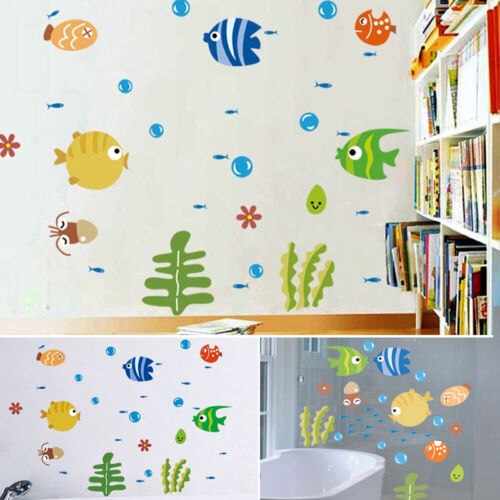 Universal Bathtub Anti-slip Fish Stickers Kid Shower Safety Stickers Cute Cartoon Wall Stickers Bathroom Decoration