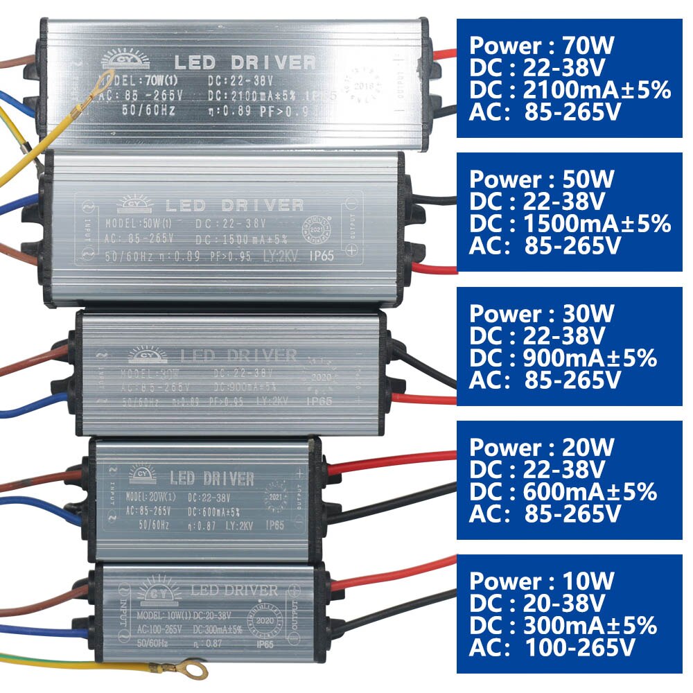 Waterdichte Verlichting Transformers 10W 20W 30W 50W 70W Led Driver Voeding Adapter Voor Strip licht Cctv Camera Billboard Diy