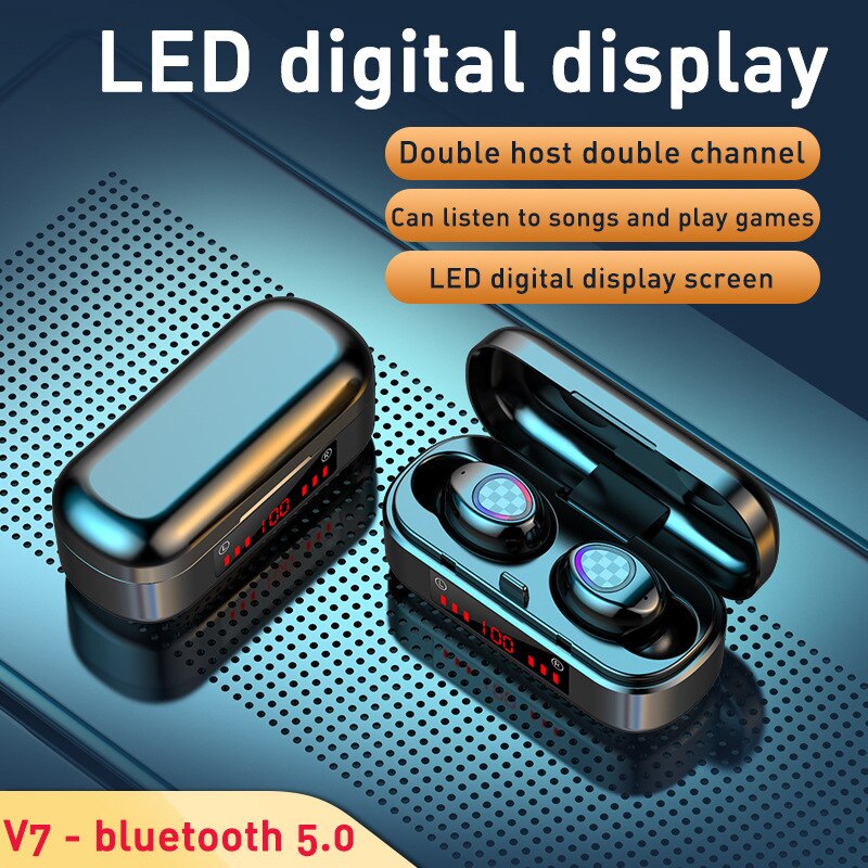 Auriculares inalámbricos con Bluetooth y luz Led, audífonos pequeños cuadrados con Control táctil inalámbrico de deporte al aire libre, impermeables, ESTÉREO
