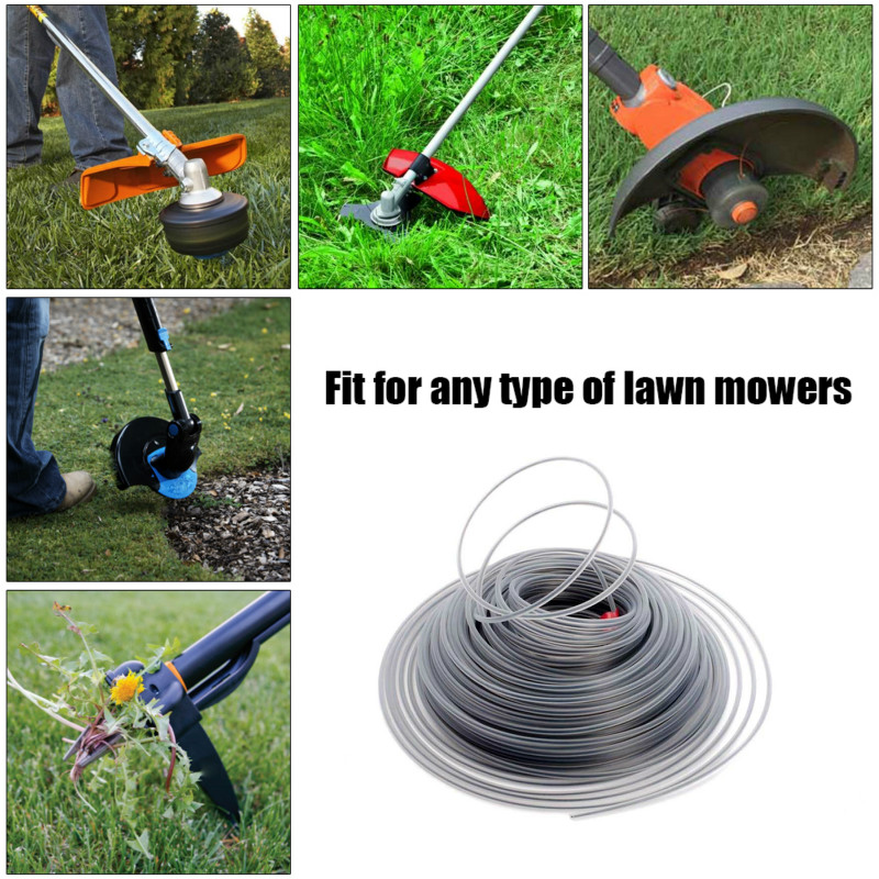 LUSQI 5M/10M/15M Stahldraht Nylon Rasentrimmer Linie Freischneider Trimmer Seil Rasenmäher Kabel Lange Runde Rolle Gras Ersatz
