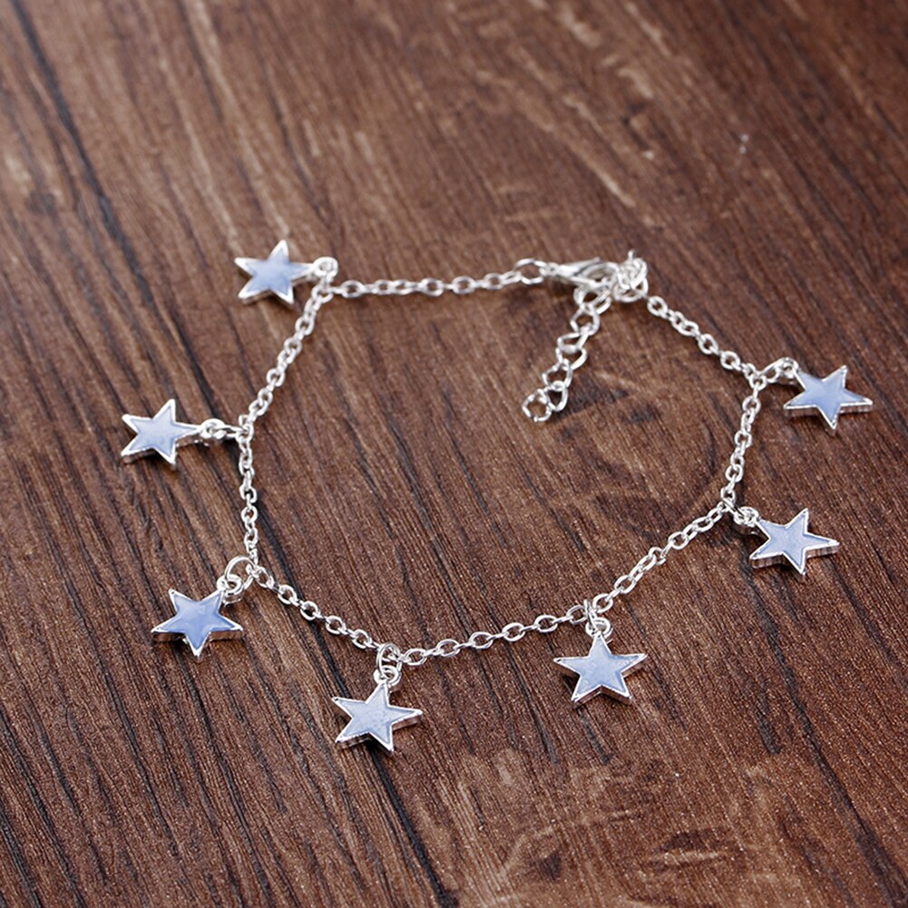 fille étoile coeur Bracelet lumineux argent réglable petite étoile cheville Bracelet cheville femmes bijoux