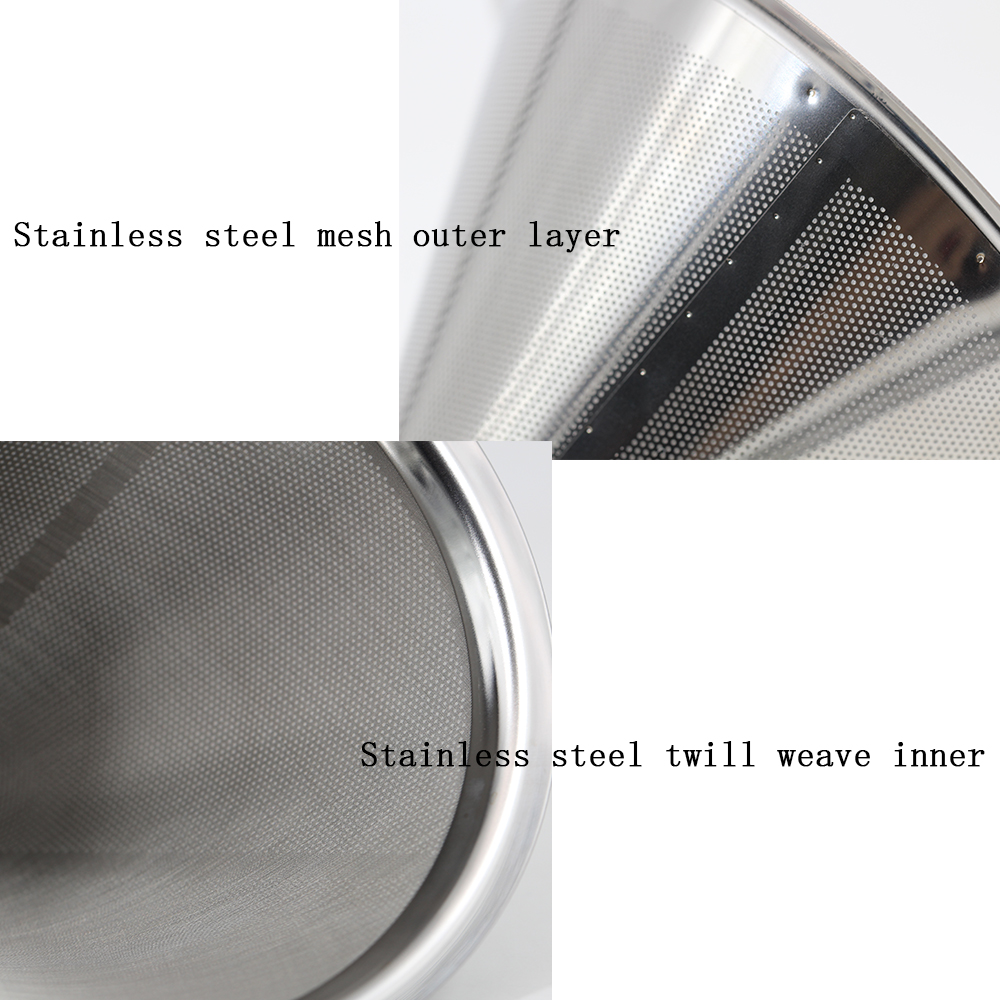 3 Style Coffee Filter Drip Double Layer Mesh Coffee Cone Filter 304(18/8) Stainless Steel Home Kitchen Coffee Making Tool