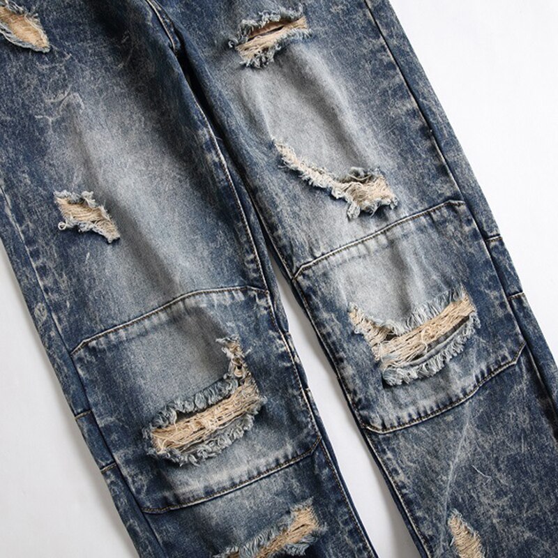 Hommes déchiré jean long denim hommes automne/hiver pantalons décontractés coton trou ruine jean pour homme grande taille