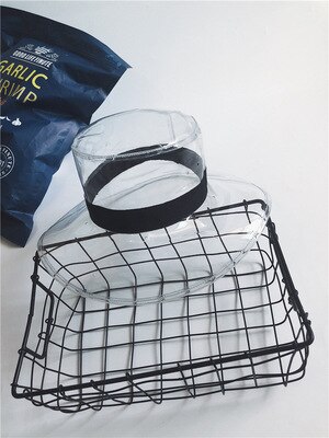 Damhatt sommar regnbeständiga hattar mjuk plast klar huvudbonader solskyddshatt pvc transparent flerfärgad hatt: Transparent svart