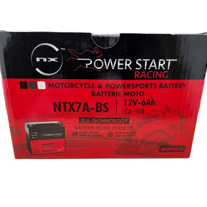 NX NTX7A-BS / YTX7A-BS. Batería para moto 12V 6Ah 90A recargable preactivada Plomo sellado AGM. Compatible con modelos de otras marcas similares