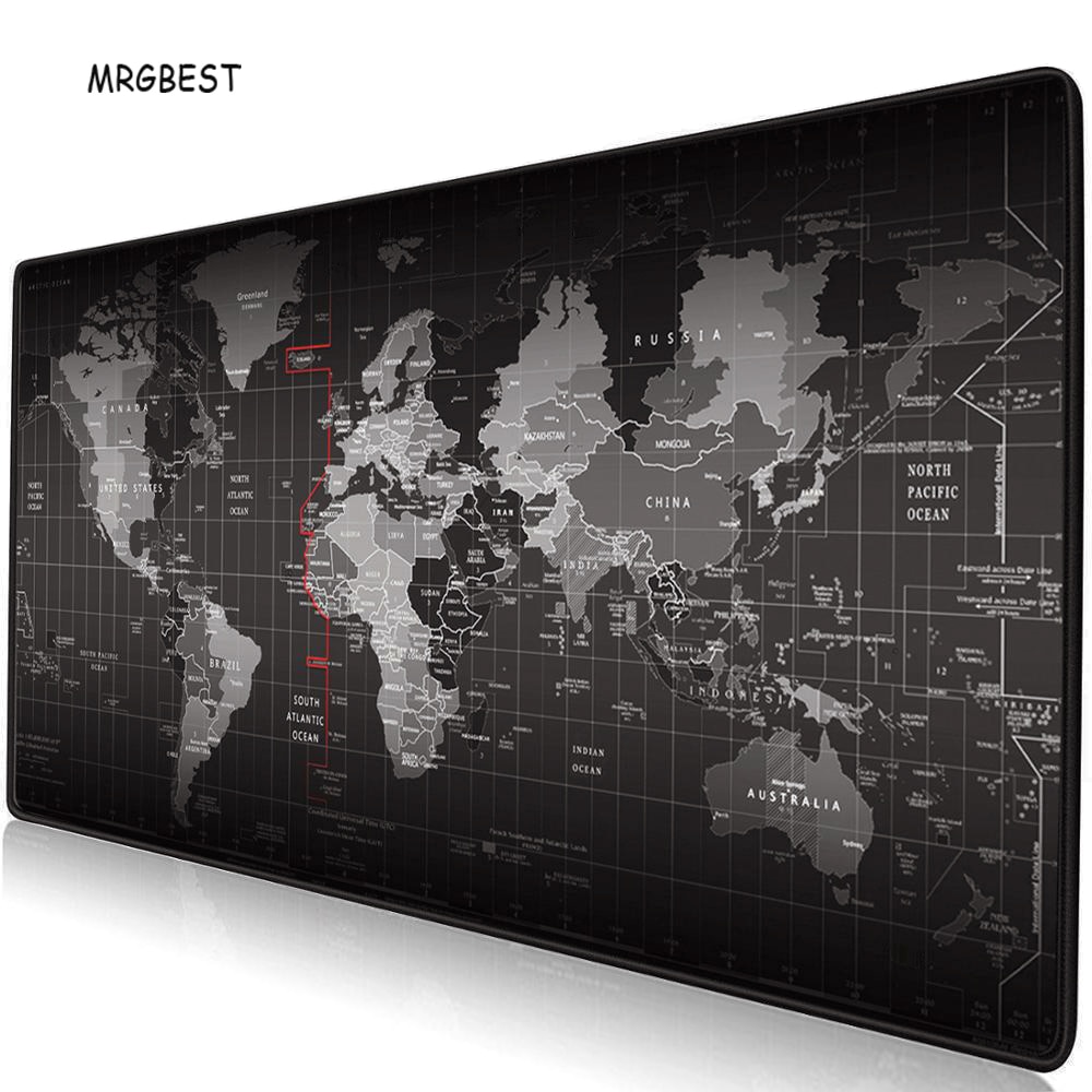 MRGBEST World Cap Mouse Pad Extended Large Black Desk Mats Rectangle Non-slip Softy Rubber Table Pad for Gamer or Office Worker