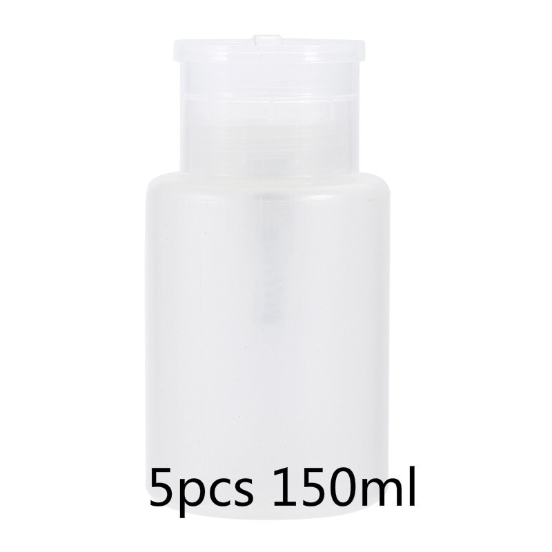 150 Ml Transparante Hervulbare Flessen Handige Vloeibare Container Nagellak Remover Lege Fles Druk Pumping Dispenser Container: 5pcs