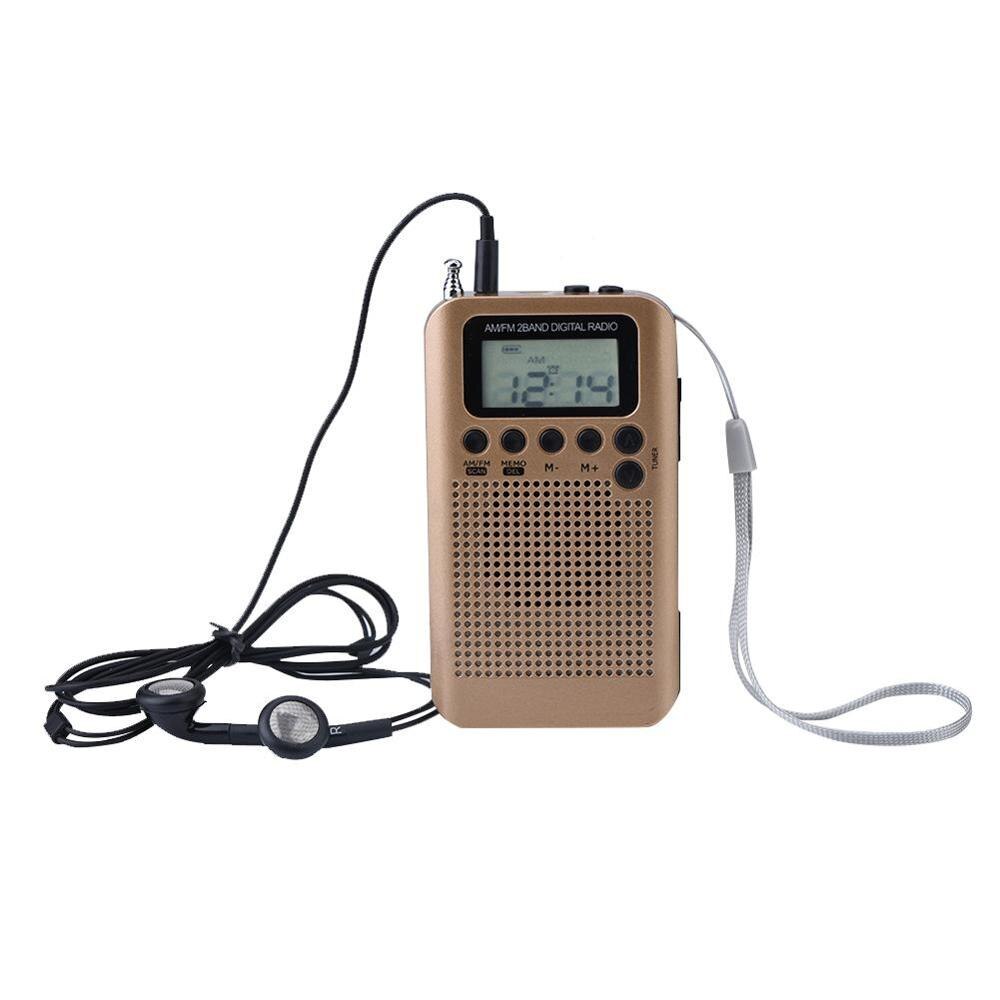 Digital Pocket Radio Portable AM/FM Digital Tuning Radio Dual Band Stereo Mini Radio 3.5mm Headphone Jack LCD Display Screen