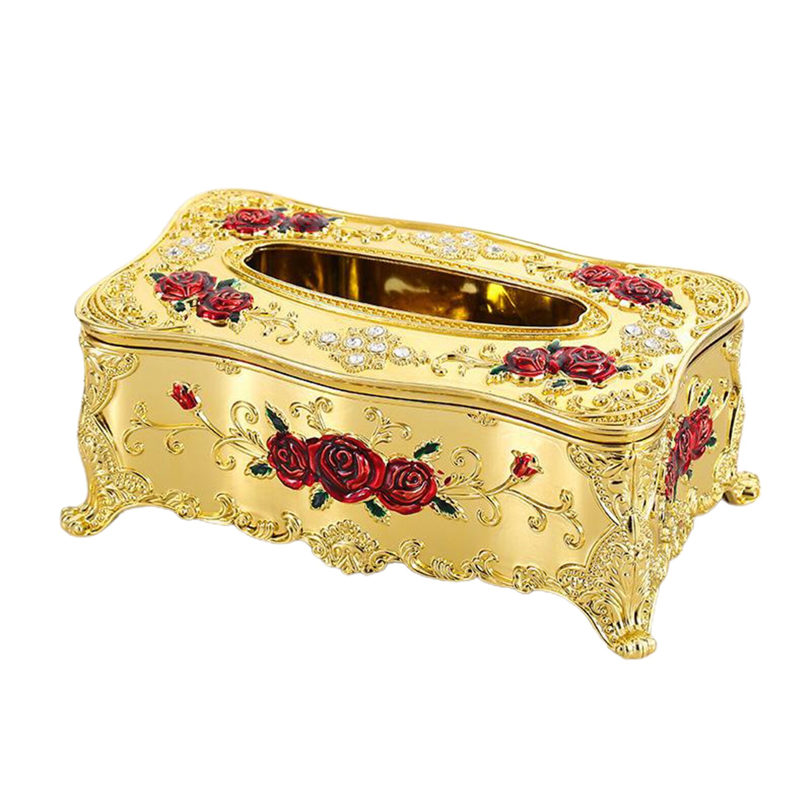 Retro chic oppbevaringsveske papir serviettholder dispenser etui organisator pumpe papir etui ansiktsservietter oppbevaringsbil: Gyllen rød