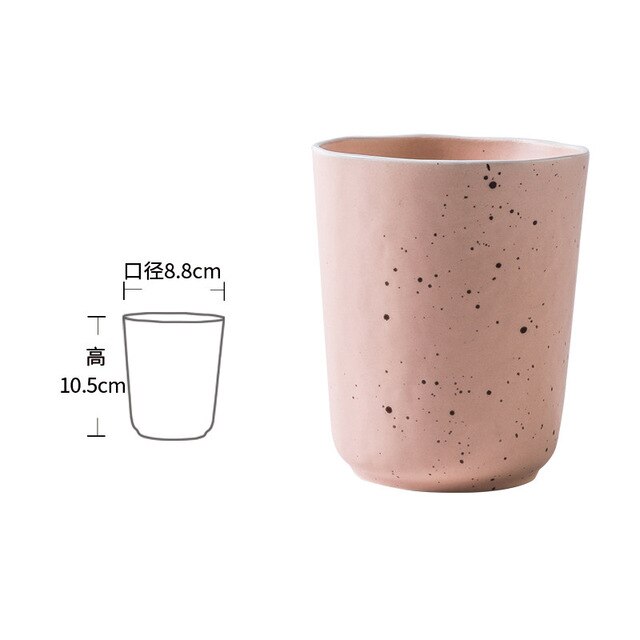 Nordic Minimalist Ceramics Coffee Cup Japanese-style Tea Kettle Couple Water Mug Glaze Point Container 400ml 10.5x8.8cm: Pink