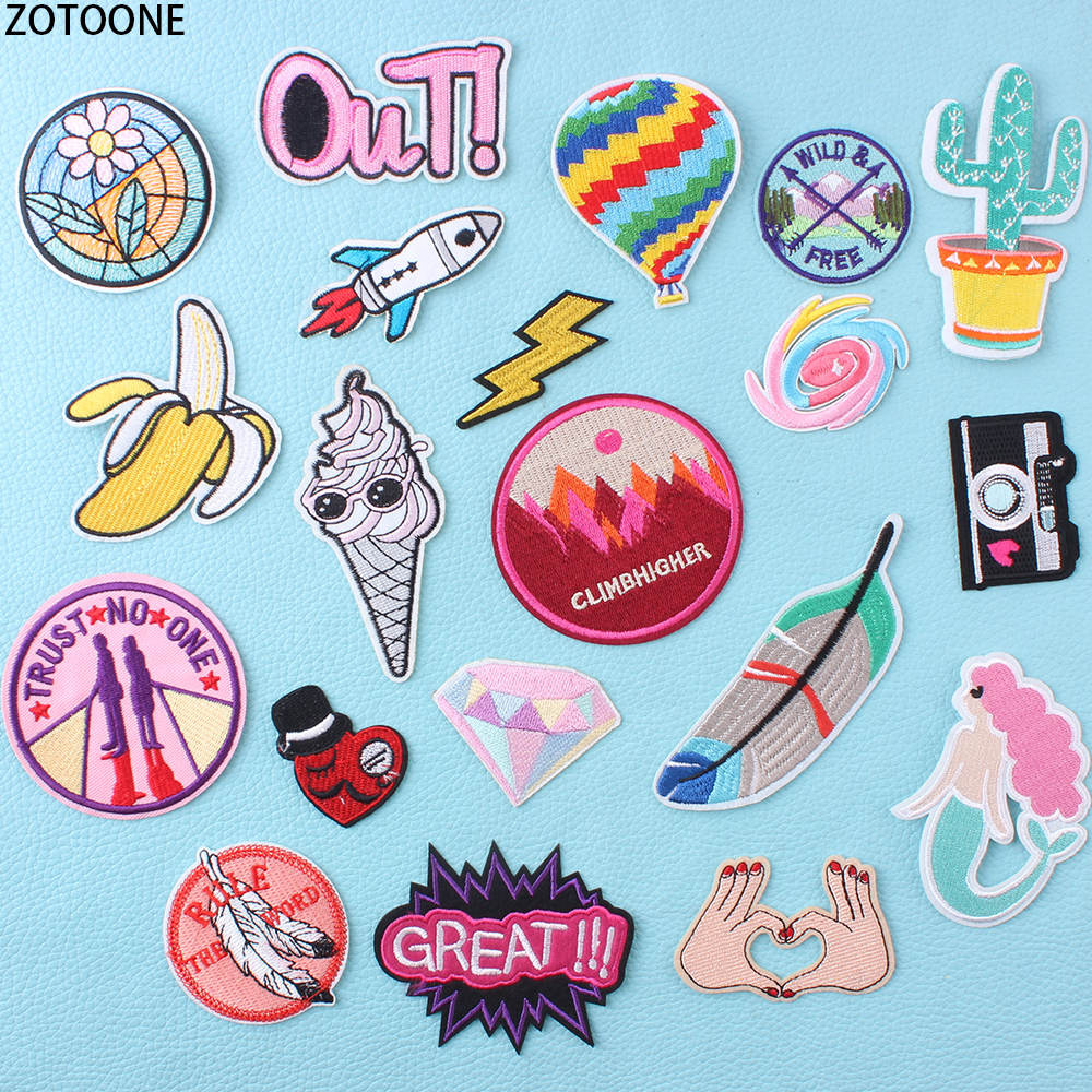 Zotoone Kleurrijke Letters Cirkel Patch Voor Kleding Geborduurde Kleding Patches Toepassingen Badges Stickers Applique Voor Kledingstuk