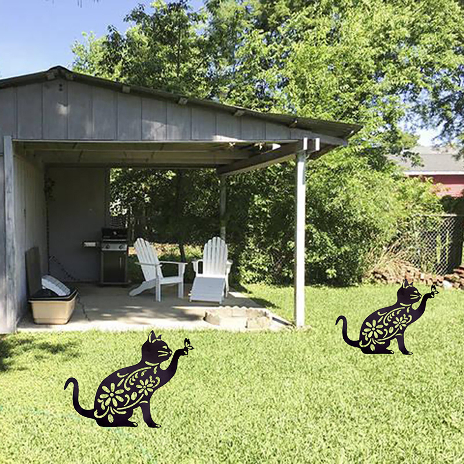 Kat Gazon Yard Animal Insert Teken Tuin Grond Insert Teken Decoratie Standbeeld Pasen Lente Decoratie Grond Insert Decoratie