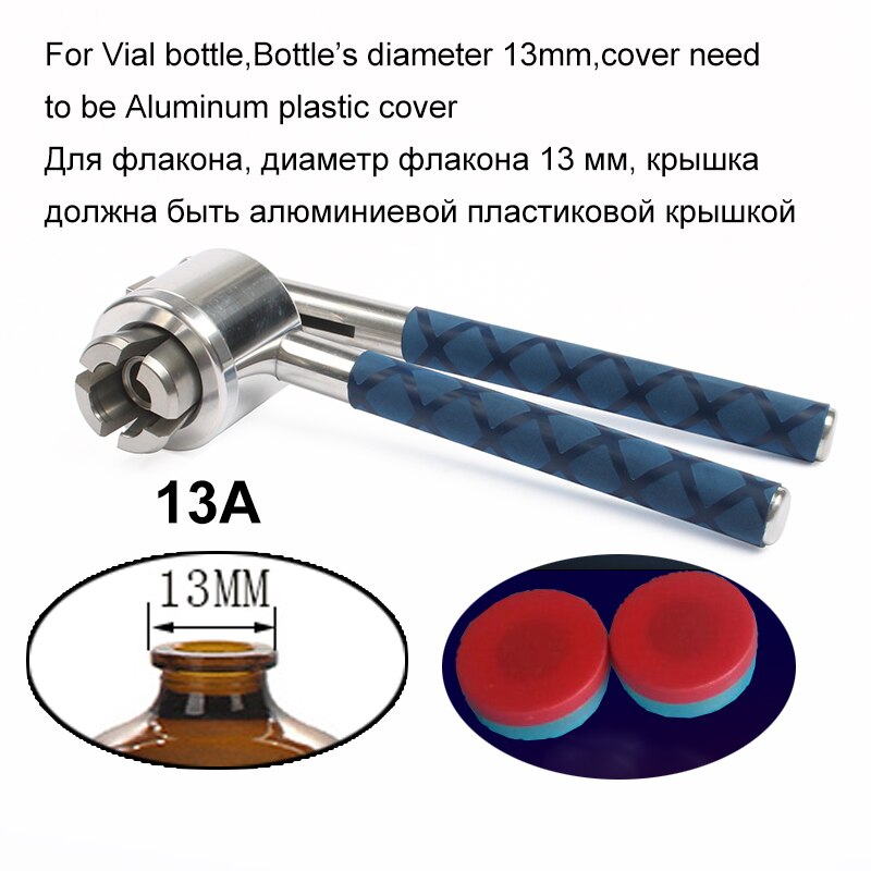 Jiqi rustfrit stål håndholdt crimper hætteglasforsegler 13mm 15mm 20mm parfume flaske forseglingsmaskine manuel capper flip off capping: 13a