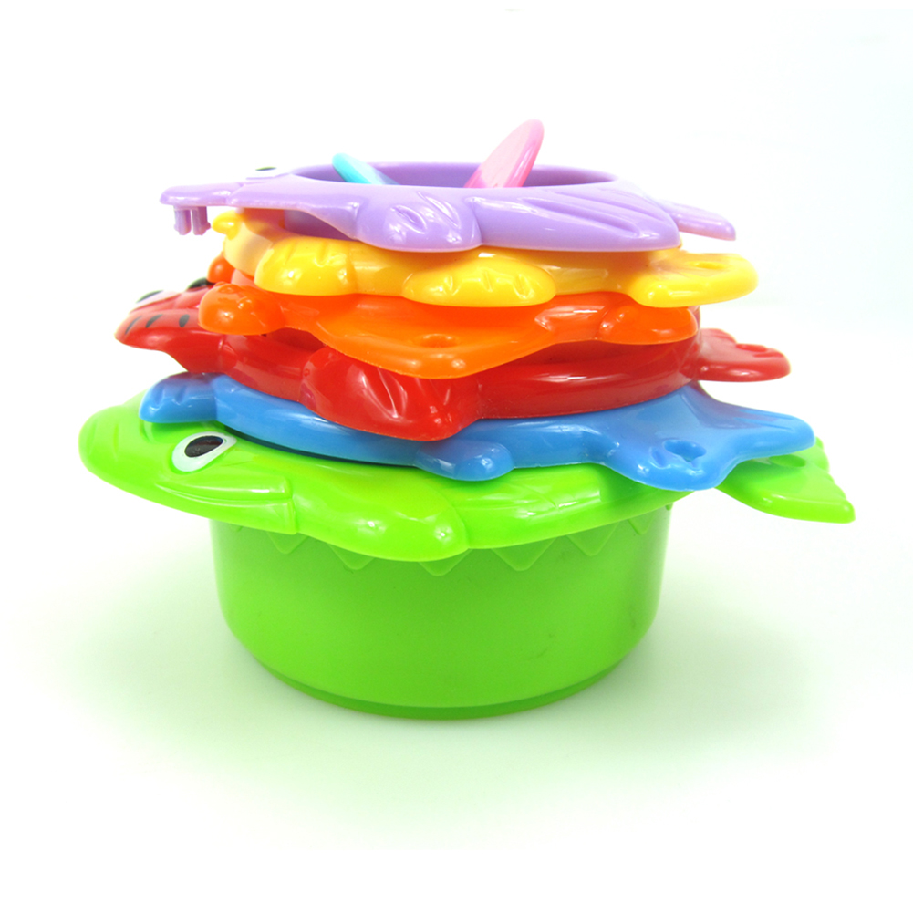 6Pcs/Set Marine Fish Animal Colorful Stacking Cups Baby Bath Intelligent Toy