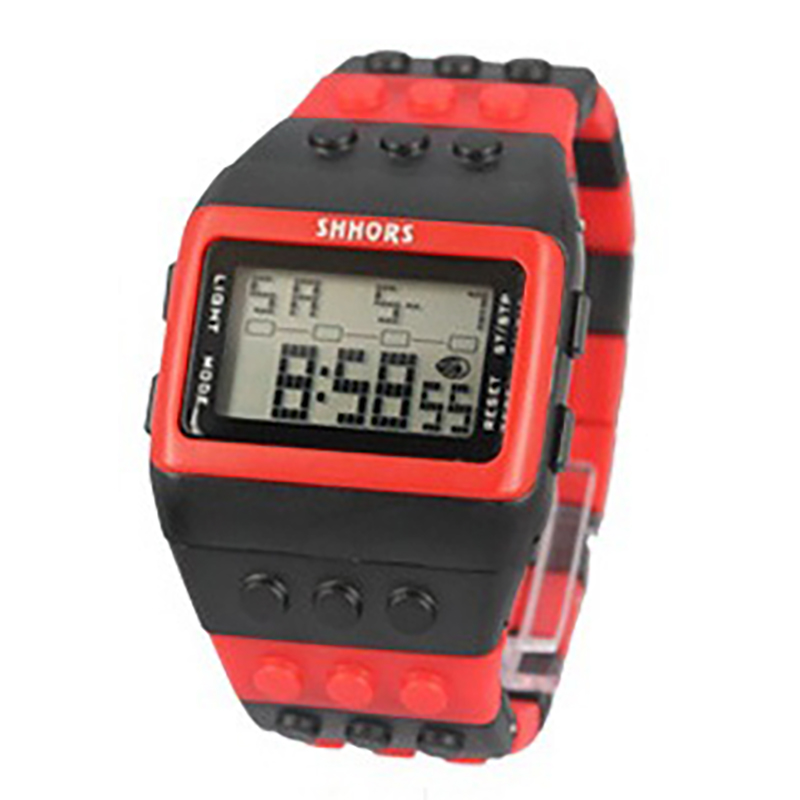 ML02 Modieus herenhorloge, kleurrijk multifunctioneel elektronisch horloge met bouwsteen, waterdicht dameshorloge met nachtlampje: Zilver