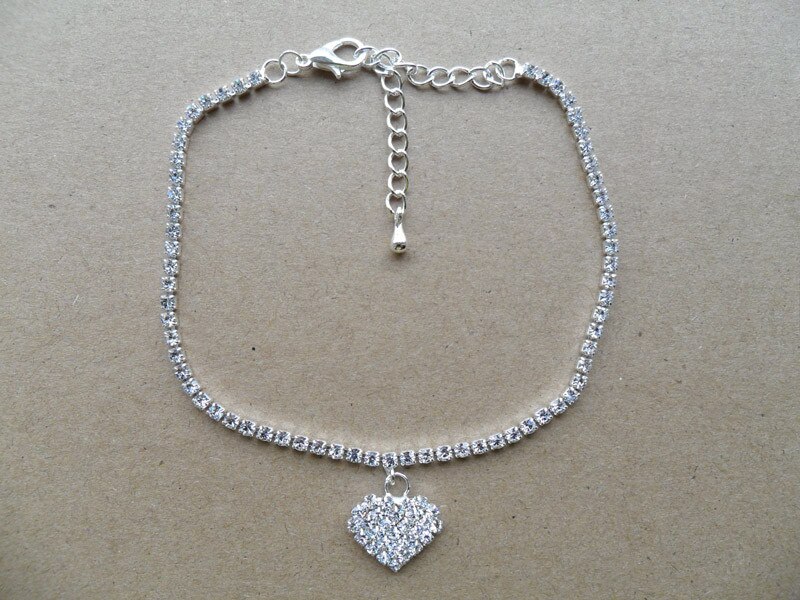 Tobillera con forma de corazón para mujer, pulsera para tobillo, joyería para pies, cadena a0319