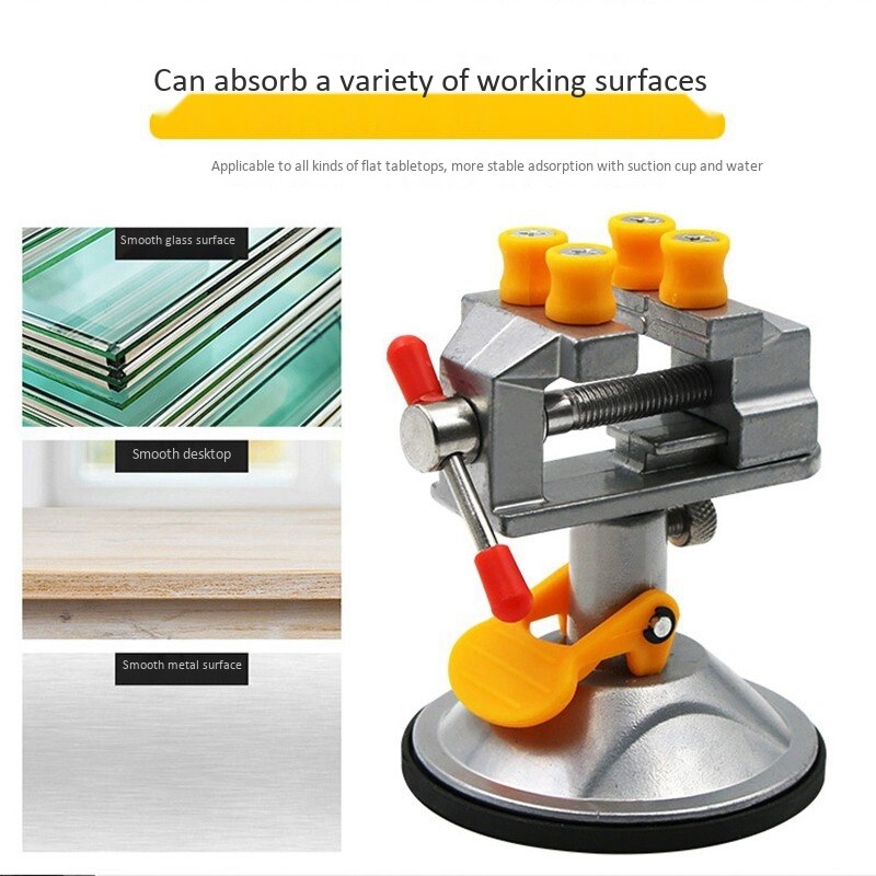 Table Vise Bench Vise Fixed Frame Sucker Clamp Adjustable Rotatable Aluminum Alloy Bench Screw for DIY Craft Mold Fixed Repair T