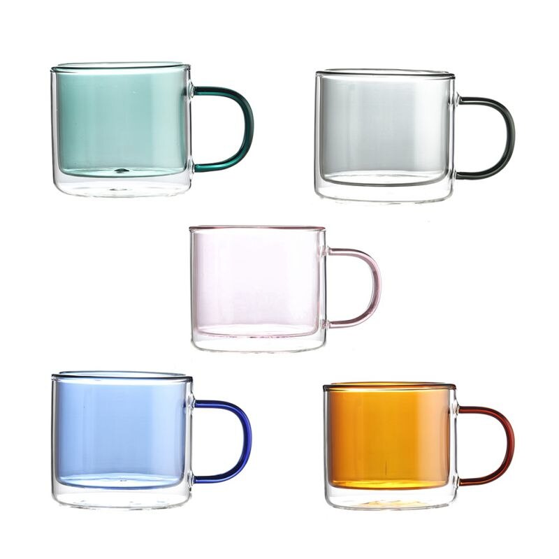 250ml Glass Mug Breakfast Milk Coffe Cup Household Double Wall Water Cup Transparent Couple Drinkware