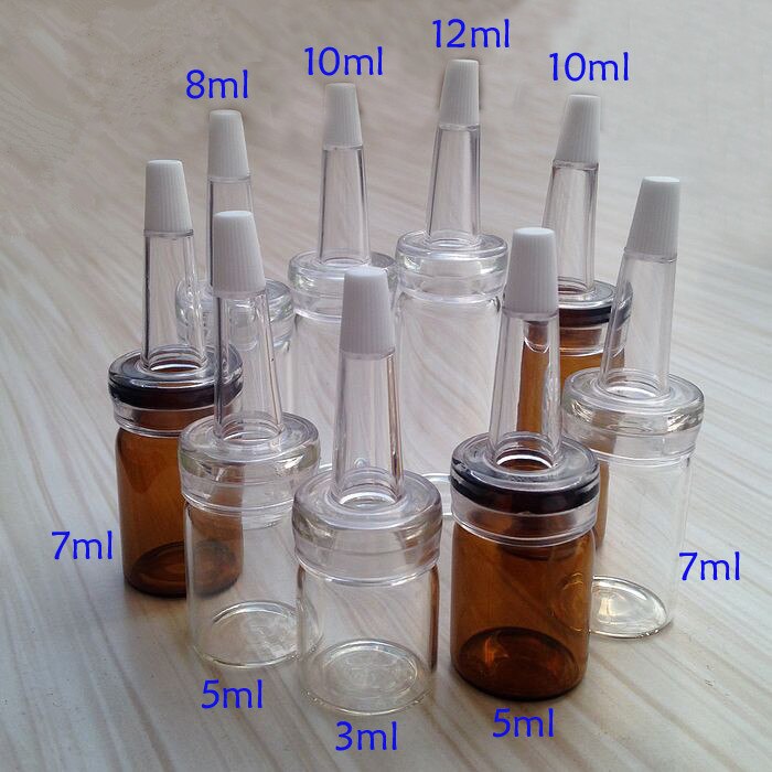 Mini heldere en bruine glazen flesjes 3,5,7,8,10,12ml met zachte plastic druppelaar, ideaal voor het herverpakken van vloeistof