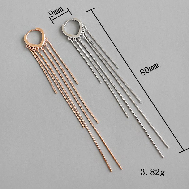 Silvology 925 Sterling Silber Schlange Kette Herz Lange Quaste Ohrringe Rose Gold Französisch Ohrringe für Frauen Partei Schmuck