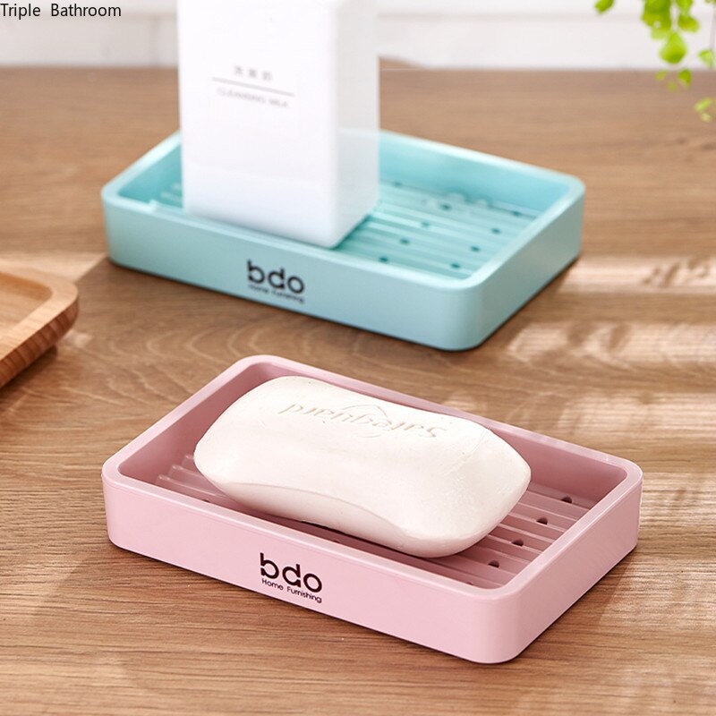 Caja de jabón nórdica de Color sólido, accesorio de plástico redondo y cuadrado para el hogar, doble capa, sin perforaciones, para colgar en la pared, suministros de baño y ducha