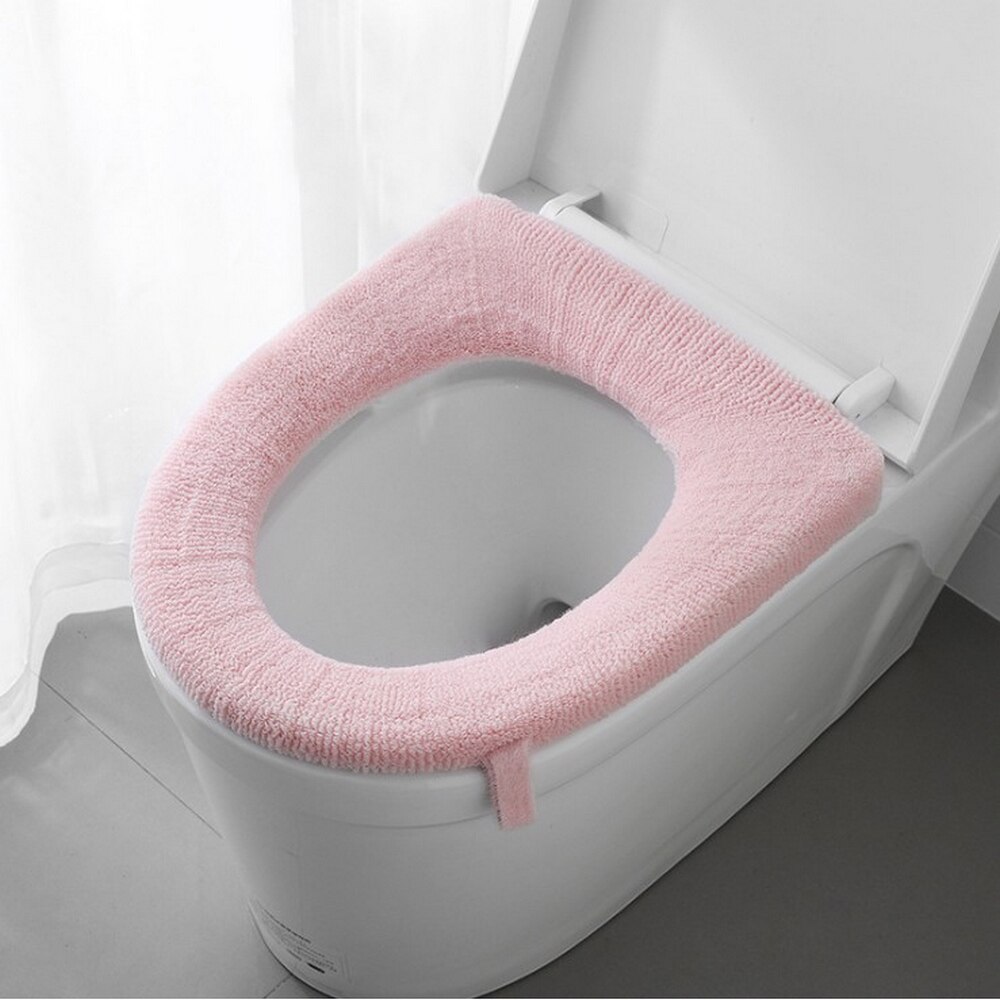 Mykt dårlig toalett setepute elastisk tykkelse o-formet u-formet universell vaskbar høst og vinter toalettsete oliet: Blå og rosa